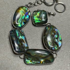 Lucas Lameth 925 Silver and Abalone Panel Set 7"-8" Bracelet